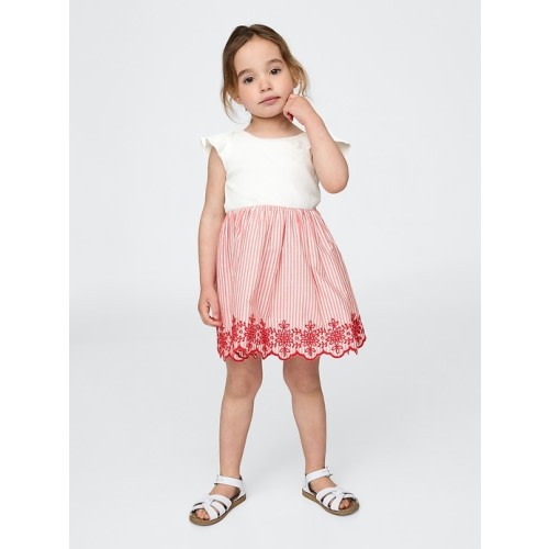 Baby & Toddler Mixed Media Flutter-Sleeve Dress | Gap