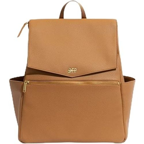 Freshly Picked Classic II Diaper Bag Backpack, Wipeable Vegan Leather Diaper Bag With Changing Pad (Butterscotch V2)
