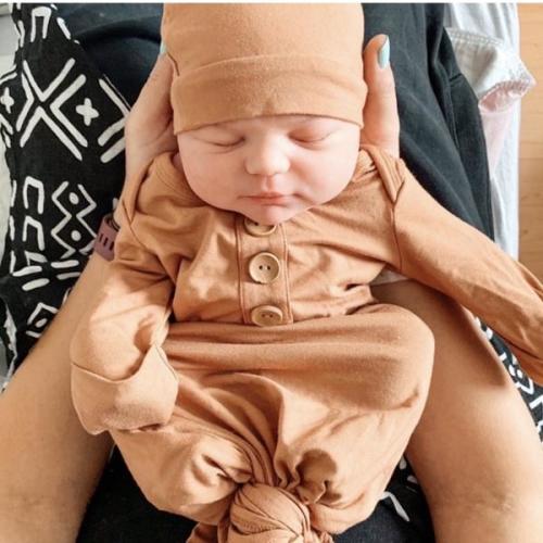 Camel Bamboo Knotted Gown & Hat | Caden Lane