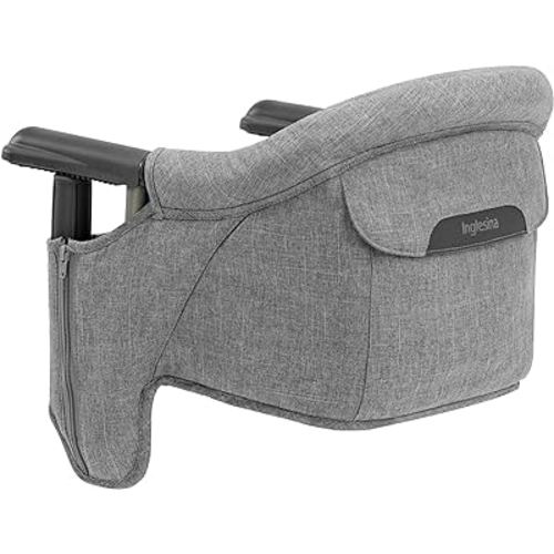 Inglesina Fast Table Chair, Stone Gray Melange - High Chair for Babies & Toddlers 6-36 Months - Fits Tables 0.8'' to 3.35'' Thick - Collapsible, Portable Design - Includes Travel Bag - BPA Free