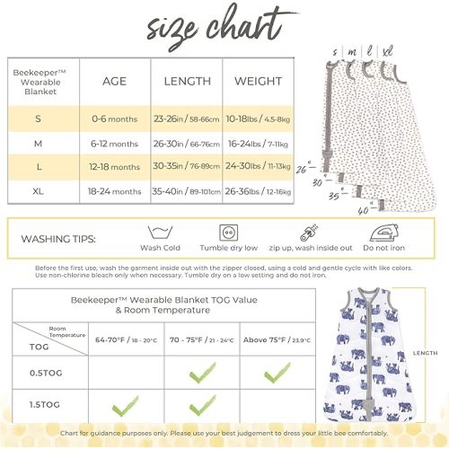 Burt's Bees Baby Beekeeper Wearable Blanket, Organic Cotton Swaddle 0.5 or 1.5 TOG, Newborn Essentials Shower Gift