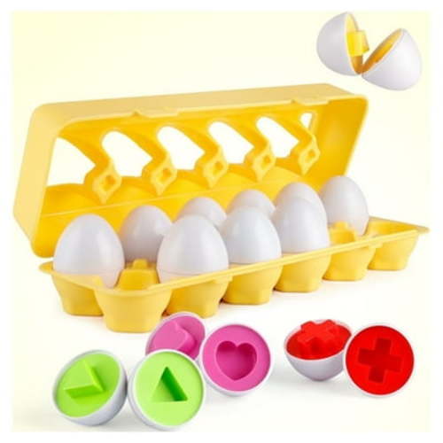 Coogam Matching Easter Eggs, Learning Educational Fine Motor Skill Montessori Baby Toys for Toddler 1 2 3 Year Old(12pcs Packs)