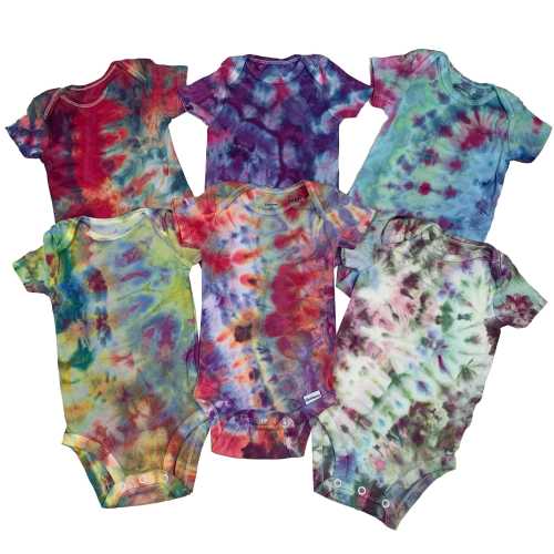 3-6M tie dye baby onesies, ice dye cotton onesies for boys or girls or gender neutral, colorful onesie, artsy boho baby shower gifts