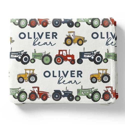 Tiny Tractors Personalized Kids Blanket