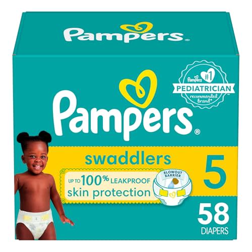 Pampers Baby Diapers - Swaddlers - Size 5, 58 Count, Ultra Absorbent Disposable Infant Diaper