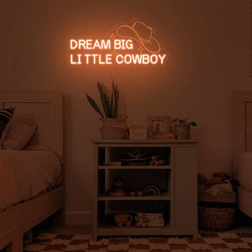 Dream Big Little Cowboy Neon Sign, Western Nursery Sign Decor, New Baby Cowboy Decor Sign, Nursery Wall Decor Sign, Cowboy Baby Decor Sign