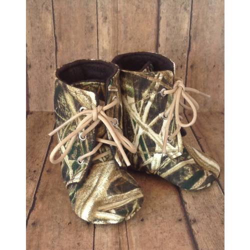 Camo Shadow Grass Blades Baby Boots | Lace Up Baby Boots | Hunting | Duck Hunter | Newborn size up to 3T