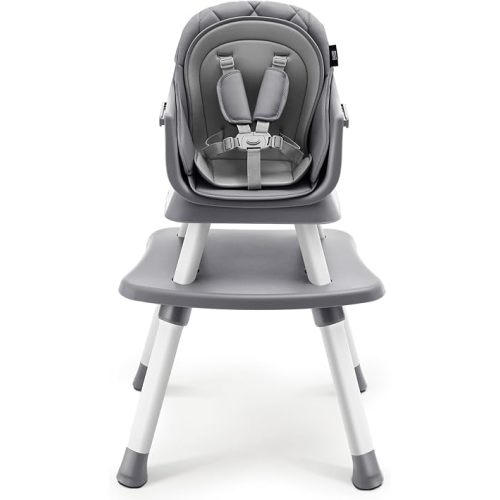 HARPPA 6 in 1 Baby High Chair, Convertible Infant Feeding Chair for Babies & Toddlers Table, Dining Booster Seat with Removable Tray, Light Grey