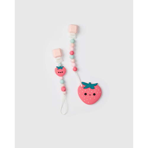 Loulou Lollipop Clip/Teether Bundle - Strawberry