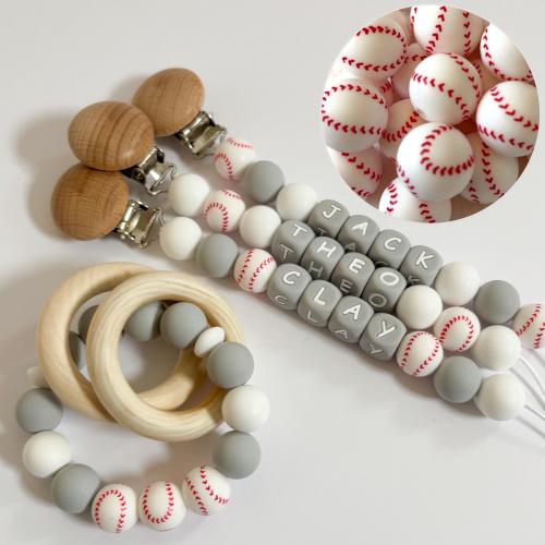 Baseball Silicone Pacifier Clip • Personalize with Newborn Baby Boy or Girl Name • Custom Baby Shower + New Baseball Mom Gift