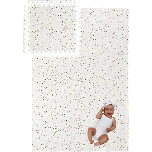 Play Mat for Baby, Toddler and Infants, Six Interlocking Tiles Made with Soft Non-Toxic EVA Foam, 4x6 feet (Clay Terrazzo)