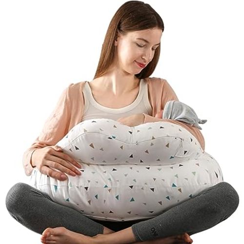 BATTOP Nursing Pillow for Breastfeeding,Plus Size Breastfeeding Pillow for More Support for Mom Baby,with Removable Cover Adjustable Waist Strap,Feeding Pillow