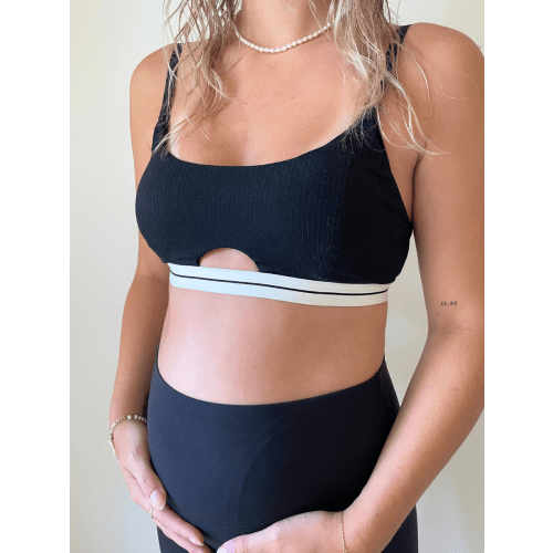 Rib Organic Cotton Nursing Bralette - Black