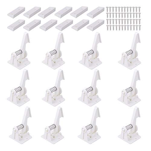 12 Pack Cabinet Locks Child Safety Latches - Vmaisi Baby Proofing Cabinets Drawer Lock with Adhesive Easy Installation - No Drilling or Extra Screws (White)
