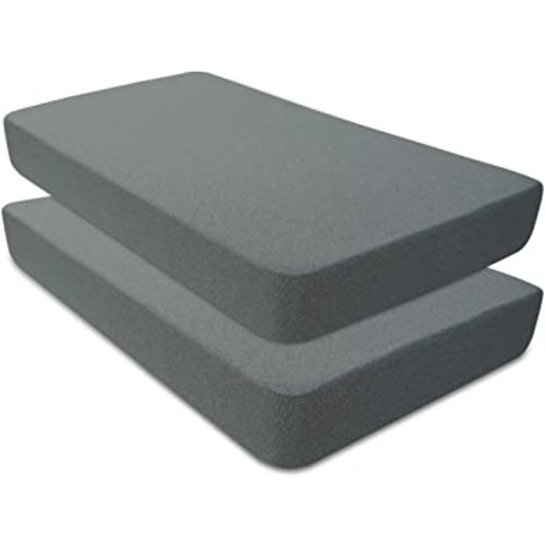 BlueSnail Waterproof Crib Fitted Sheets, Crib Mattress Protector for Standard Crib and Toddler Mattresses,28" x 52",up to 9" (2 Pack,Heather Gray)