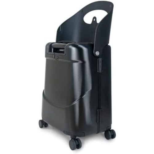MiaMily 4-Wheel Carry On Luggage with Seat for Kids with Seat Belt, Waterproof Pocket, Adjustable Handle, and Hard Body with 43 Liter Capacity, Midnight Black