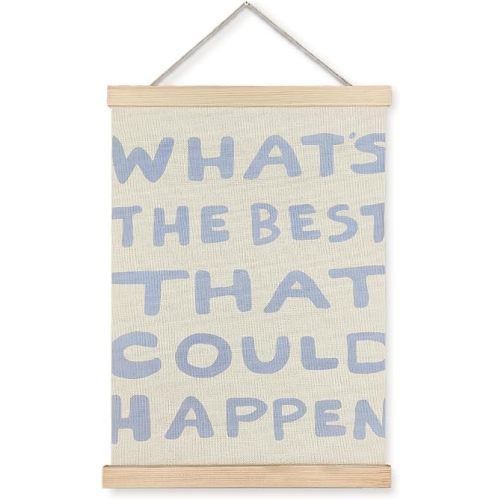 LUVADIAN Positive Affirmations Wall Decor, What's the Best That Could Happen Poster Hanger Frame, Light Blue Inspirational Wall Art Aesthetic for Home Office, 16x24 Inches
