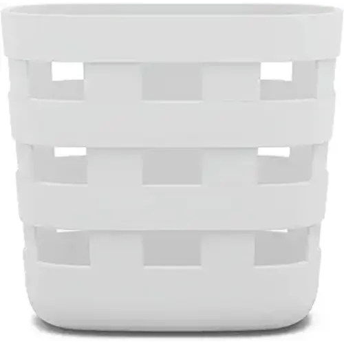 Lalo Bath Time Storage Bin - Keep Items Organized & Dry with Non-Toxic Plastic, Easy Cleanup, Removable Drying Bin, Woven Baby Organizer, Secure Wall Attachment, 9 x 5.5 x 8.5 in - Coconut