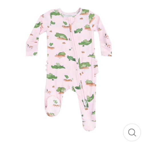2 Way Zipper Ruffle Back Footie - Alligator Pink – Angel Dear
