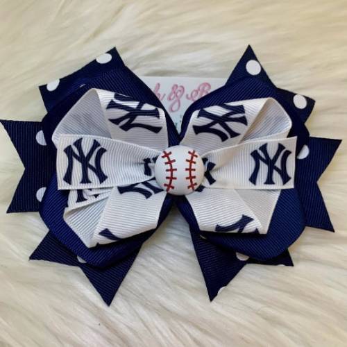Over the Top Baseball Themed Hair Bow Yankees