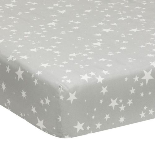 Lambs & Ivy Milky Way Gray/white Stars 100% Cotton Baby Fitted Crib Sheet