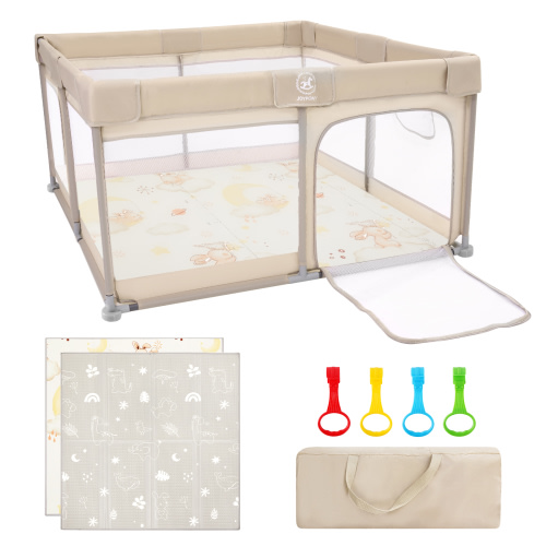 Joypony  4 in 1 Baby Playpen with a Mat, Large Playpen Baby Fence with Breathable Mesh and Anti-Slip Base for Babies and Toddlers,50 x 50 x 27 inches