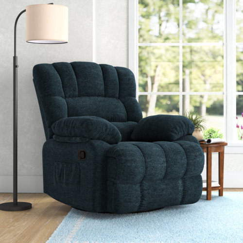 Breasha Swivel Rocker Recliner Teal Chenille