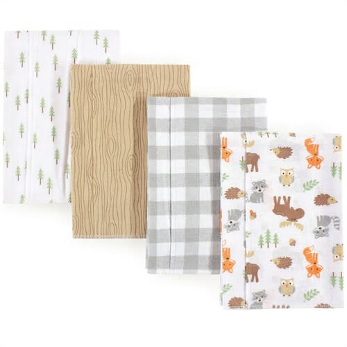 Hudson Baby Flannel Burp Cloth 4-Pack, Woodland | Baby and Toddler Clothes, Accessories and Essentials