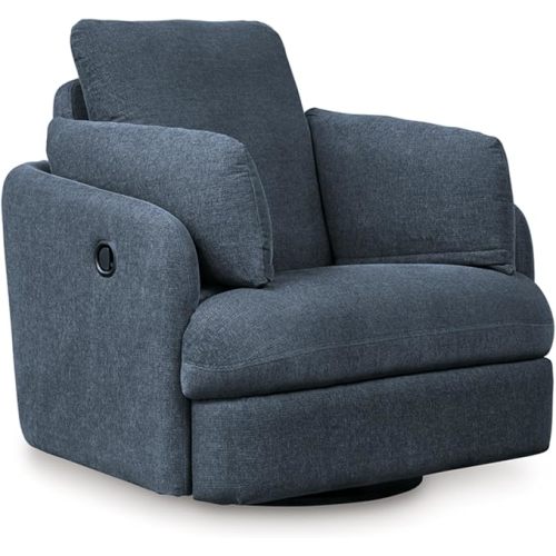 Signature Design by Ashley Modmax Contemporary Swivel Glider Recliner, Press-Back Reclining, Cleanable & Durable Performance Fabric, 21" Seat Height, Navy