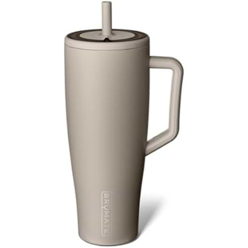 BrüMate Era 40 oz Tumbler with Handle and Straw | 100% Leakproof Insulated Water Bottle Tumbler with Lid and Flexible SoftSip Straw | Made of Stainless Steel | Cup Holder Friendly | 40oz (Mocha)