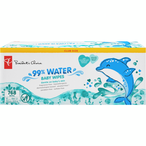 99% Water Baby Wipes 768 Wipes Club Size