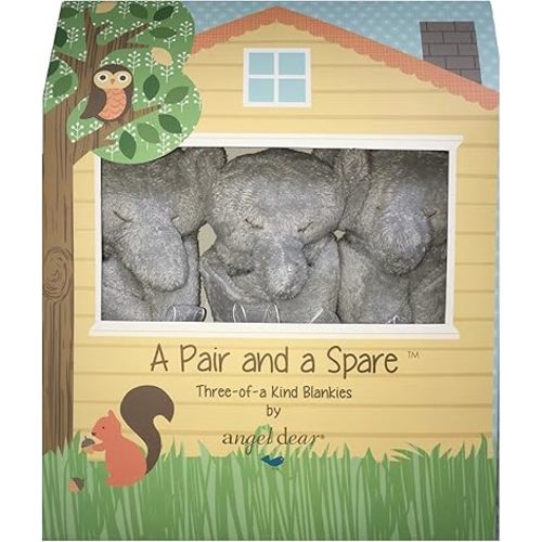 Angel Dear a Pair and a Spare 3 Piece Blankies Gift Box, Grey Elephant…