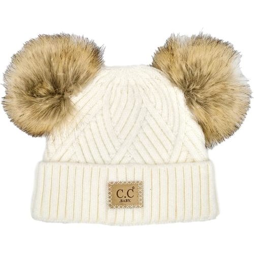 Funky Junque Exclusives Baby Infant Beanie Knit Warm Winter Pom Pom Skull Cap Hat