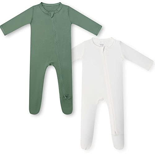 HAPIU Rayon from Bamboo Baby Footed Pajamas, 2 Way Zipper YKK, Footie for Baby Boy Girls, Newborn-24 Months