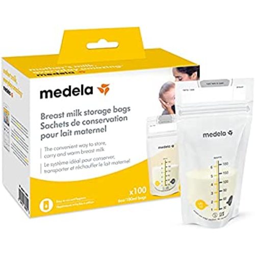 Medela Breast Milk Storage Bags, 100 Count, Ready to Use Breastmilk Bags for Breastfeeding, Self Standing Bag, Space Saving Flat Profile, Hygienically Pre-Sealed, 6 Ounce
