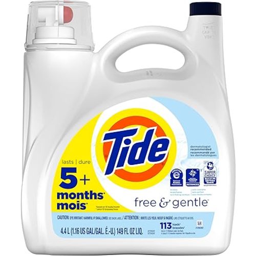 Tide Free & Gentle Liquid Laundry Detergent, 113 loads, 149 fl oz