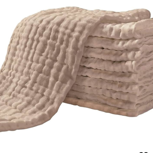 Yoofoss Muslin Burp Cloths for Baby 10 Pack 100% Organic Cotton Baby Washcloths for Boys Girls Large 20''X10'' Super Soft and Absorbent Brown