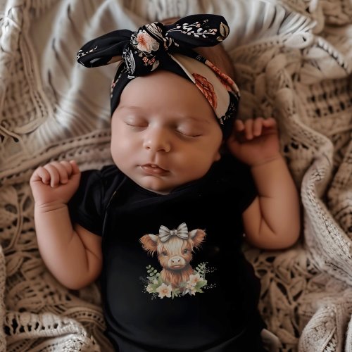 Highland Cow Infant Bodysuit Baby Shower Gift for Girl Highland Cow Newborn Trendy Clothes for Infants Funny Bodysuit Cute Cottagecore Baby