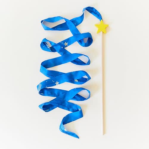 Sarah's Silks Starry Night Streamer - Pretend Play, Dance, Baton Stick Twirling, and Gymnastics Party Favors | 100% Silk and Wood Montessori and Waldorf Toys, 1 Piece