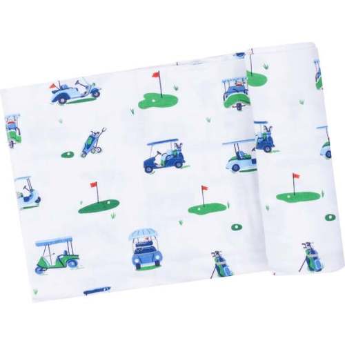 Swaddle Blanket, Vintage Golf Carts Blue - Angel Dear | Maisonette