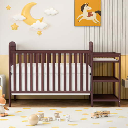 SESSLIFE 3-In-1 Convertible Crib, Baby Bed, Converts from Baby Crib to Toddler Bed, Fits Standard Full-Size Crib Mattress ,Easy to Assemble(Espresso)