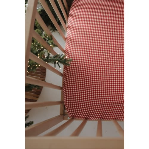 Muslin Crib Sheet | Red Gingham