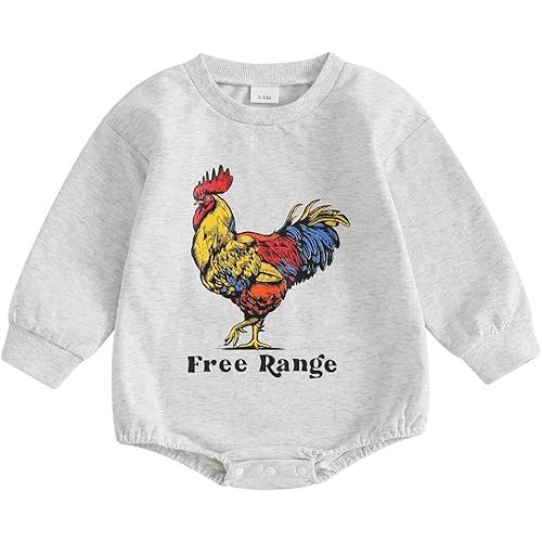 Pudcoco Infant Baby Boys Girls Farm Animal Outfit Long Sleeve Sweatshirt Romper Jumpsuit Fall Clothes