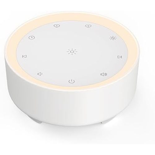 Kipcush Sound Machine & Night Light for Adults, Baby, Kids. White Noise Machine with 20 Soothing Sleep Sounds. Small Size & Portable Design for Bedroom, Office, Travel. Favorites Buttons, Timer