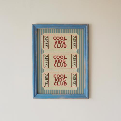 Cool Kids Club Wall Art Print | Retro Ticket Print | Playroom Art | UNFRAMED | KIKIANDNIM