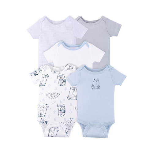 Little Star Organic Baby Boy Bodysuits, 5-Pack (NB-24M)