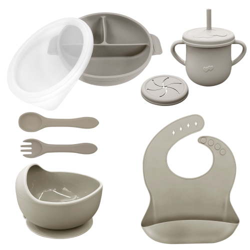 Allhall 9 Pcs Silicone Baby Feeding Set, Silicone Plates for Baby Toddler with Lids, Baby Bowls with Suction, Baby Led Weaning Supplies and Eating Essentials