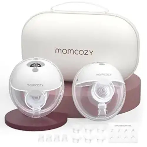 Momcozy Breast Pump Hands Free M5, Wearable Breast Pump of Baby Mouth Double-Sealed Flange with 3 Modes & 9 Levels, Electric Breast Pump Portable - 24mm, 2 Pack Quill Gray - 2 Count