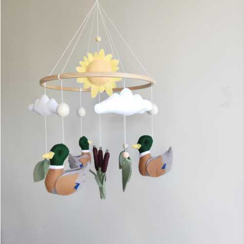 Duck baby mobile for crib.Nursery decor mobile,duck mobile, mobile baby duck, neutral baby mobile, baby shower gift
