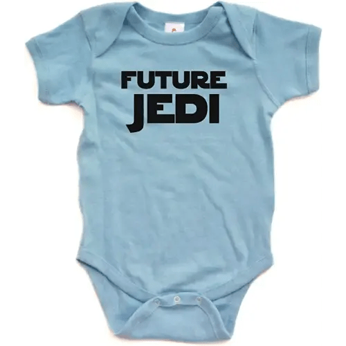 Adorable Future Jedi Soft and Comfy Cute Baby Short Sleeve Cotton Infant Bodysuit - 6 Months - Light Blue